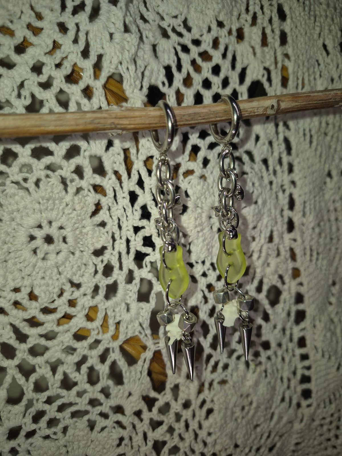 Rattlesnake Vertebrae Fish Spike Earrings