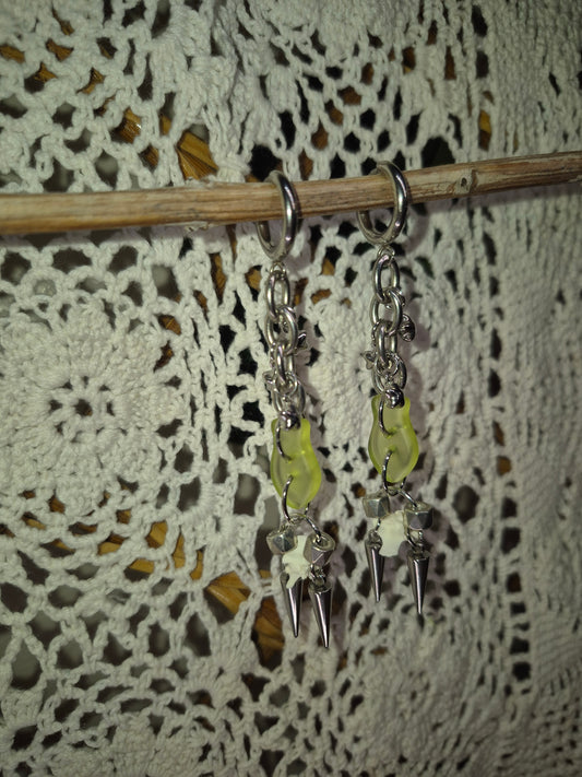 Rattlesnake Vertebrae Fish Spike Earrings
