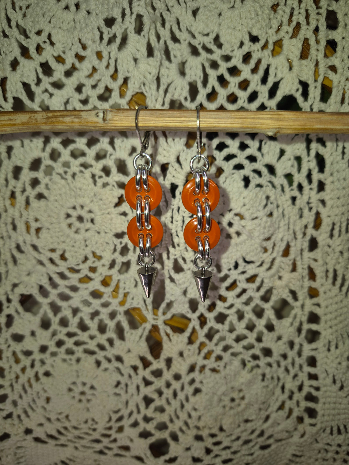 Orange Button Earrings