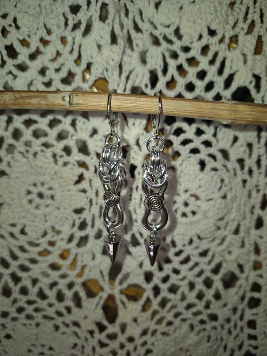 Chainmail Spiral Spike Earrings