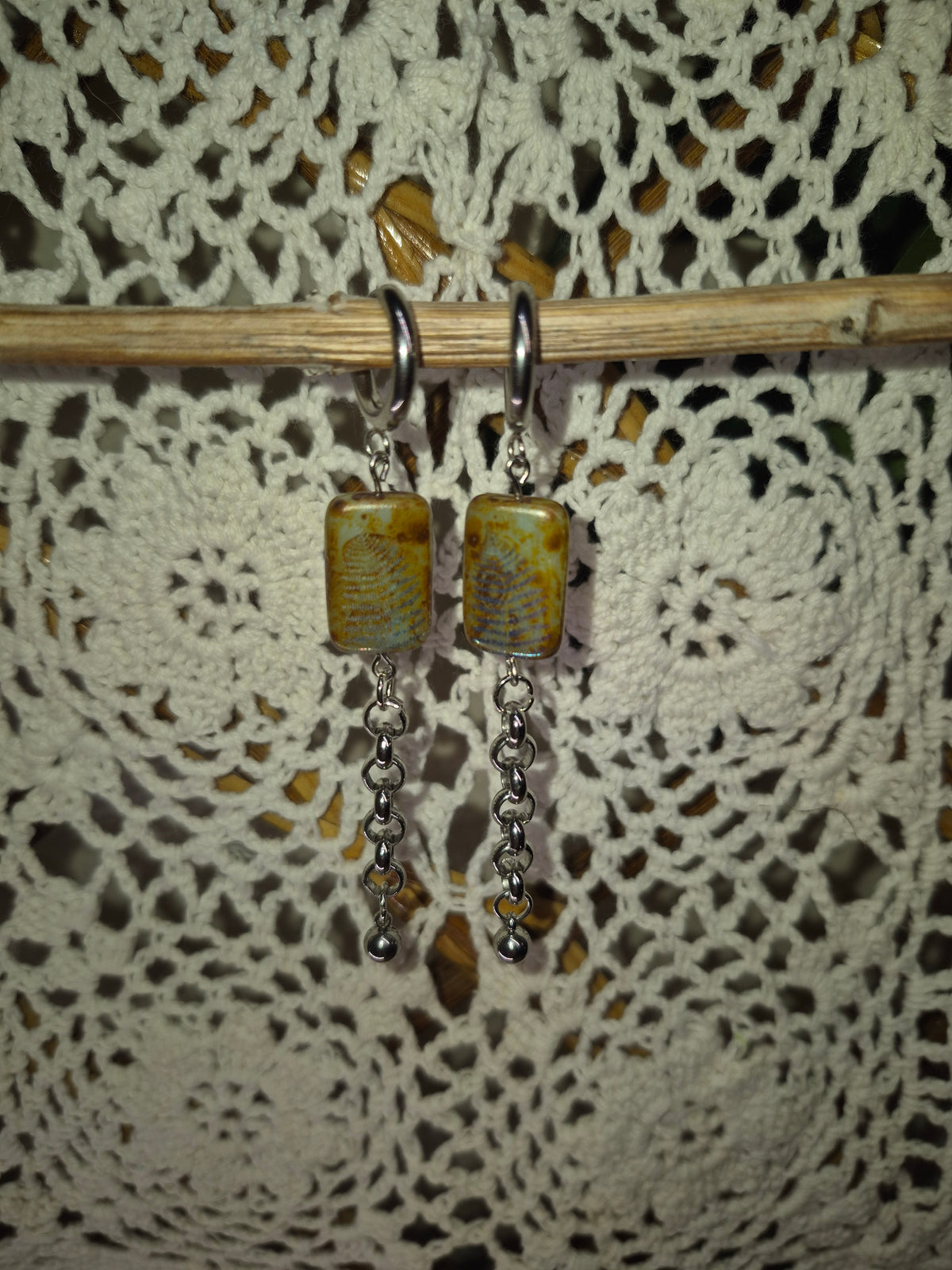 Gold Fern Chain Earrings