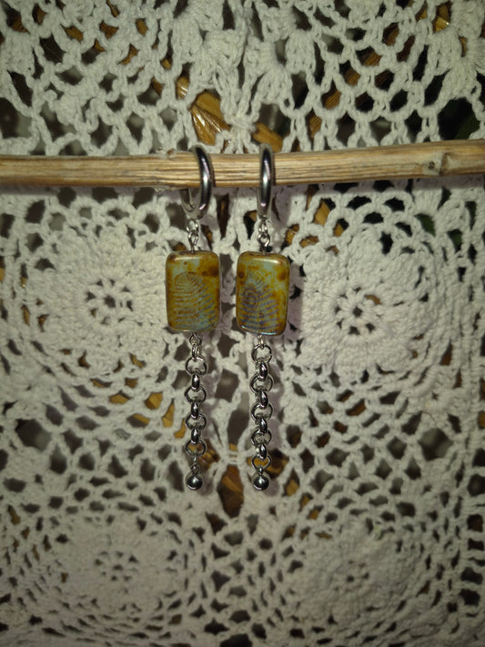 Gold Fern Chain Earrings