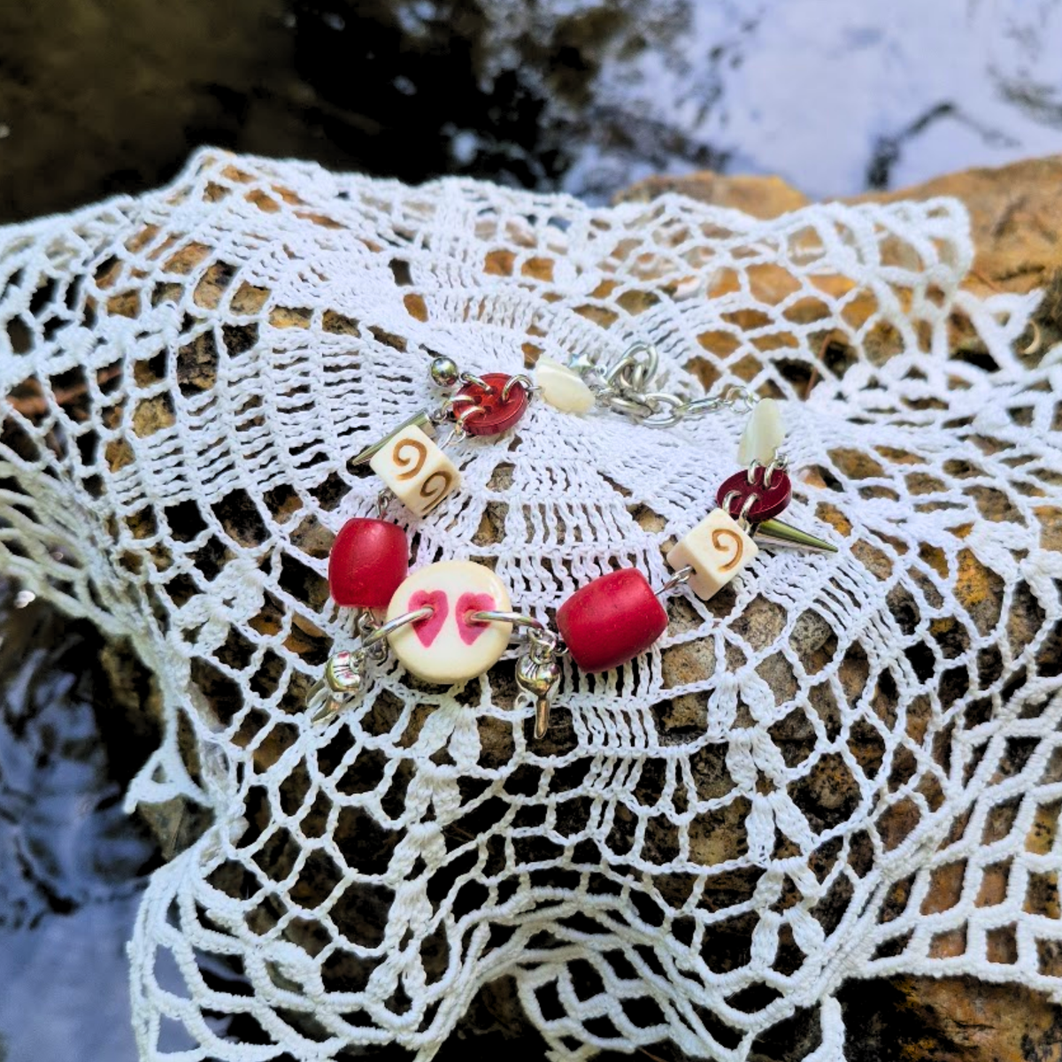 Ceramic Heart Button Bracelet
