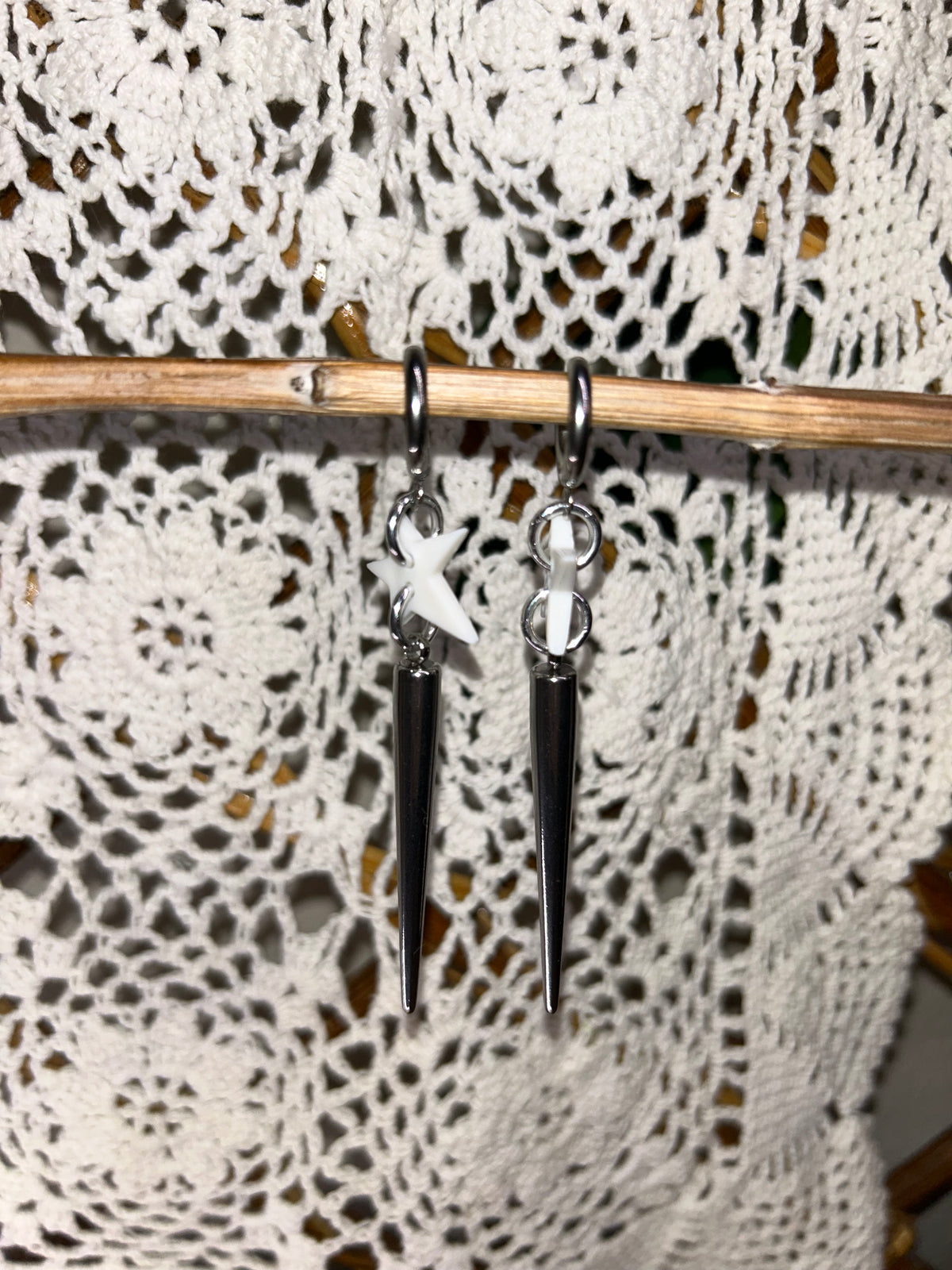 Star Button Spike Earrings