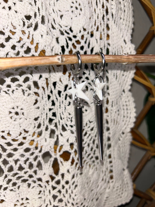 Star Button Spike Earrings