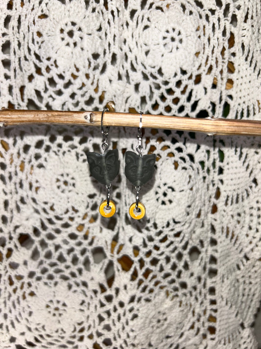 Grey Cat Earrings