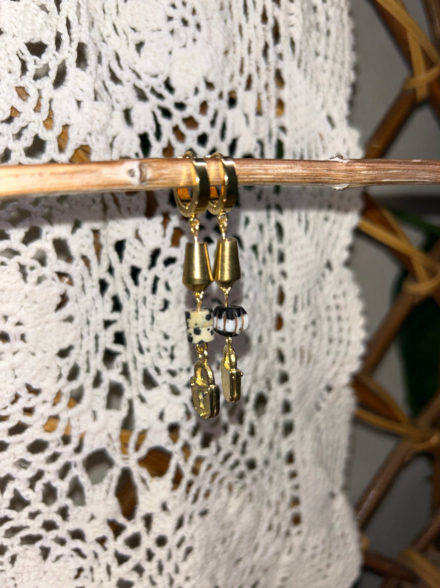Gold Lock Earrings