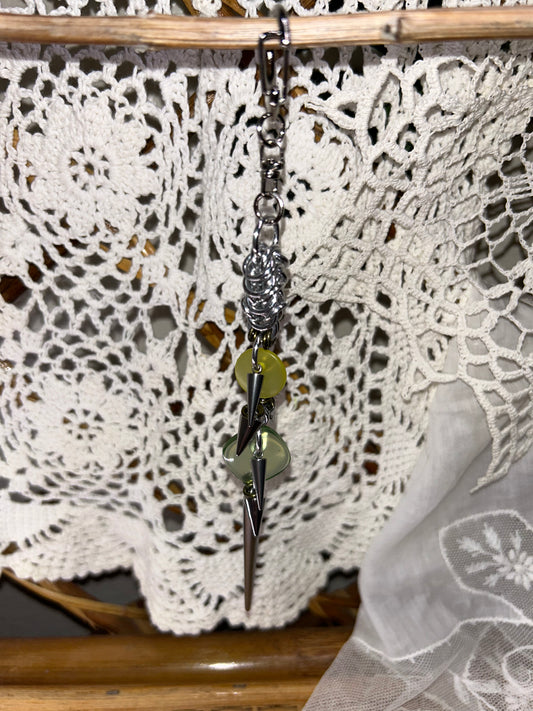 Yellow and Green Button Chainmail Keychain